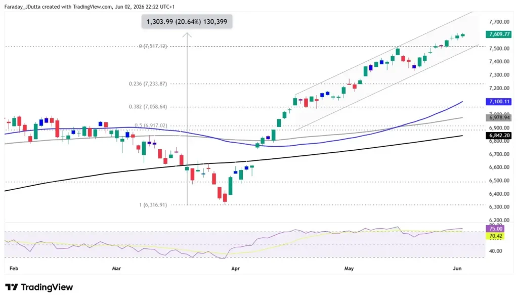 S&P 500 daily price chart